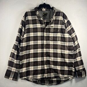 Stanley Mens Plaid Flannel Shirt Long Sleeve Button Up Workwear Size XL Brown